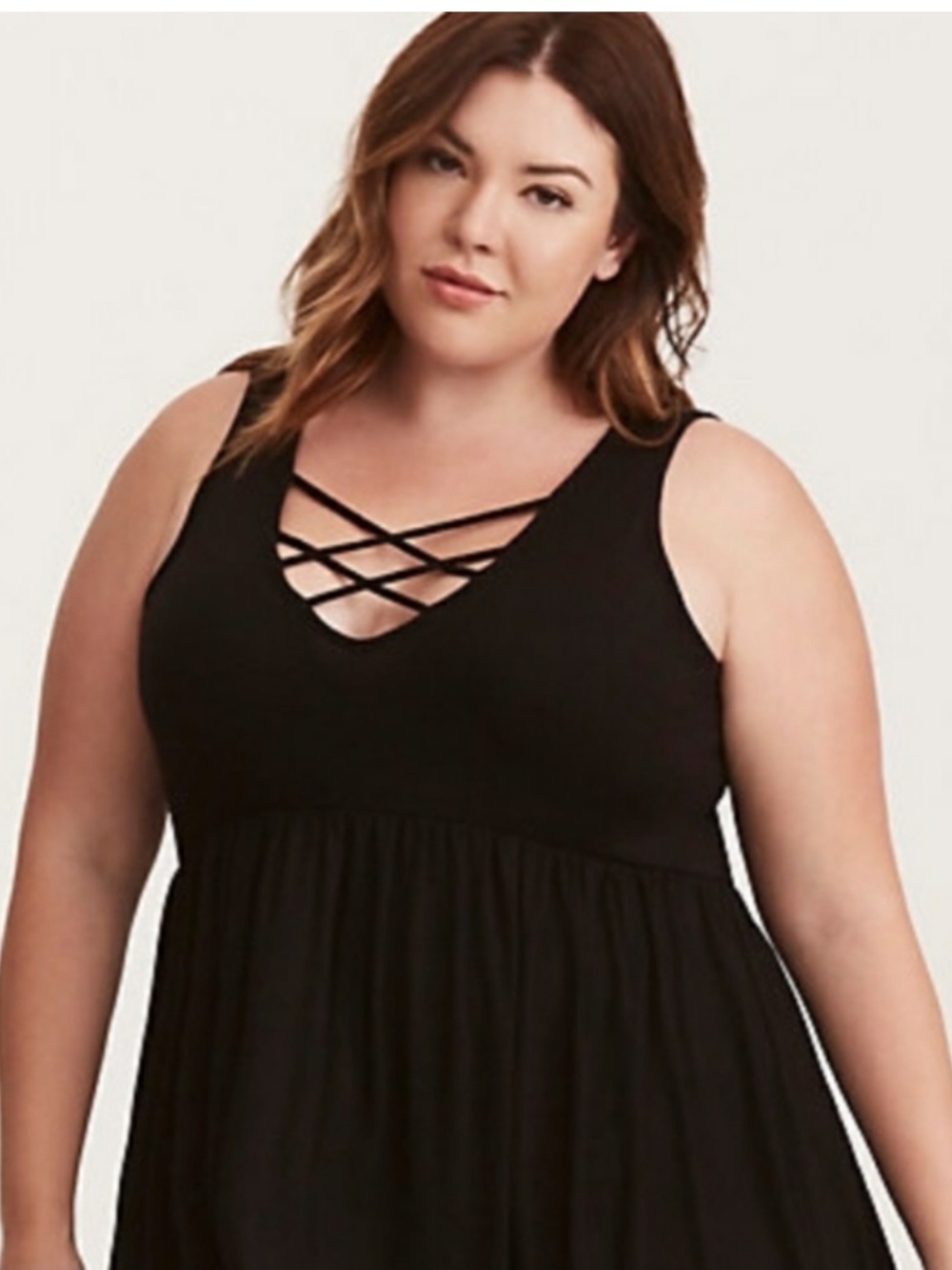 Torrid Babydoll Tank V-neck Criss Cross Sz 2X
Black - Picture 2 of 9